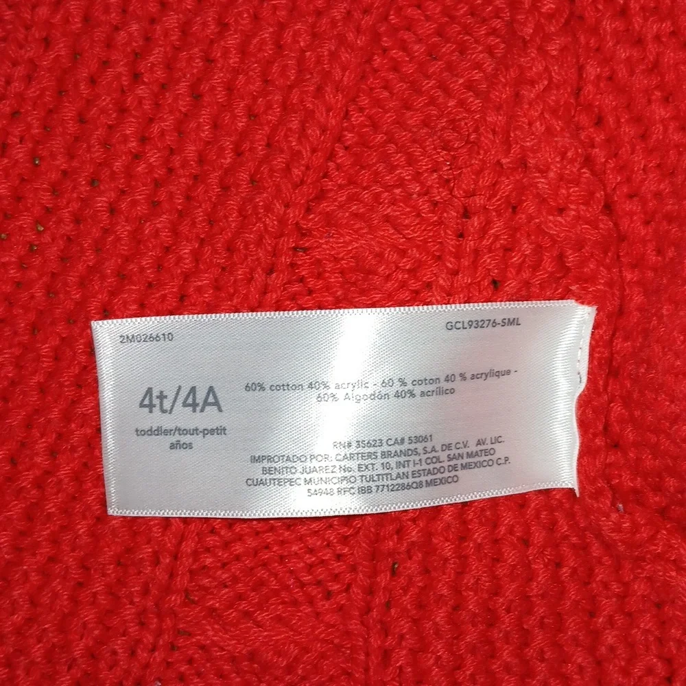 CARTER'S red Cable Knit turtle neck girls poncho Cape‎ Size 4T